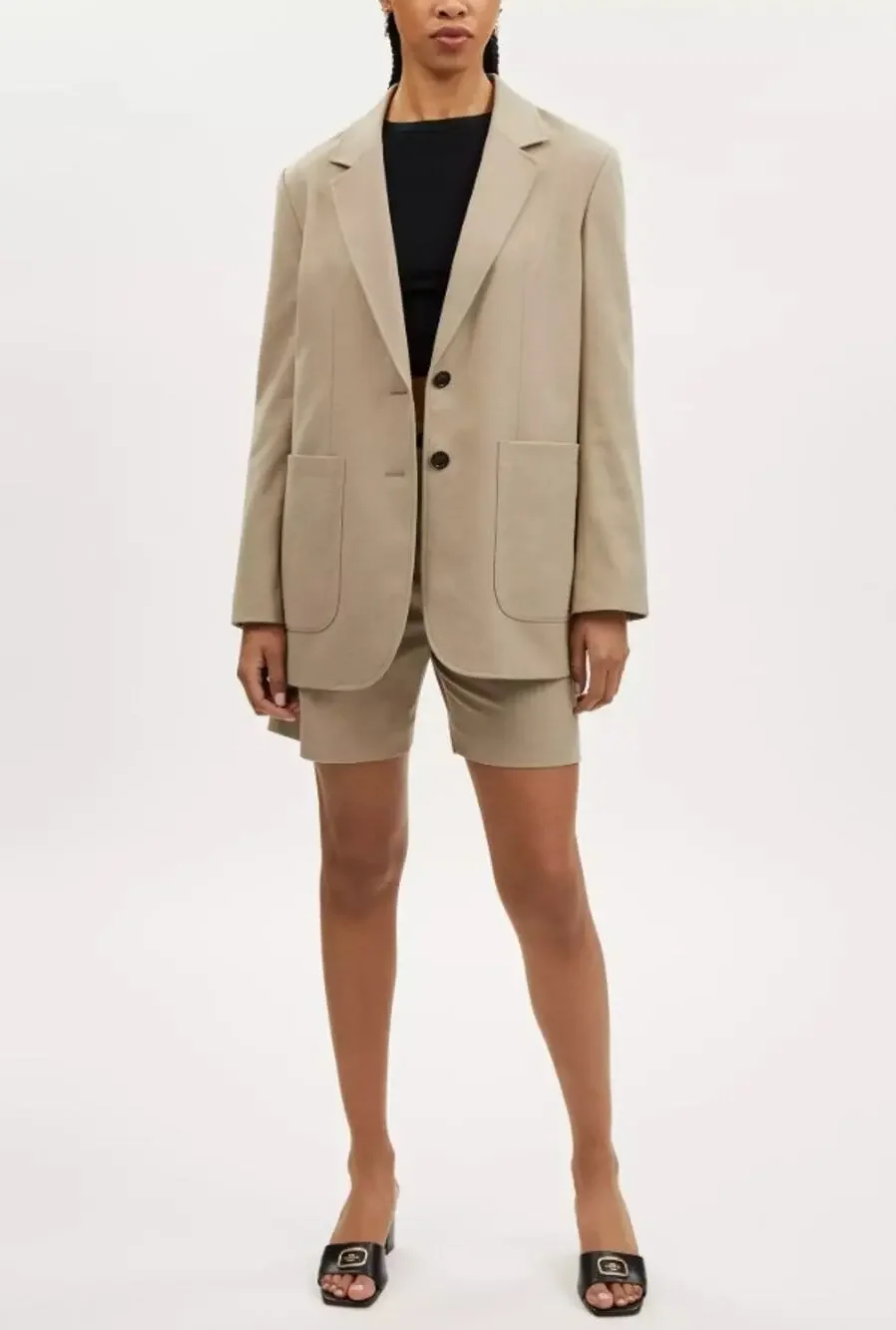 NWT Coach Tea Tan Button Front Slip Pocket Blazer Womens Medium Corpcore